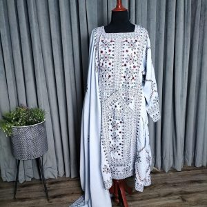 White Balochi Handmade Dress Price in Karachi Quetta Islamabad