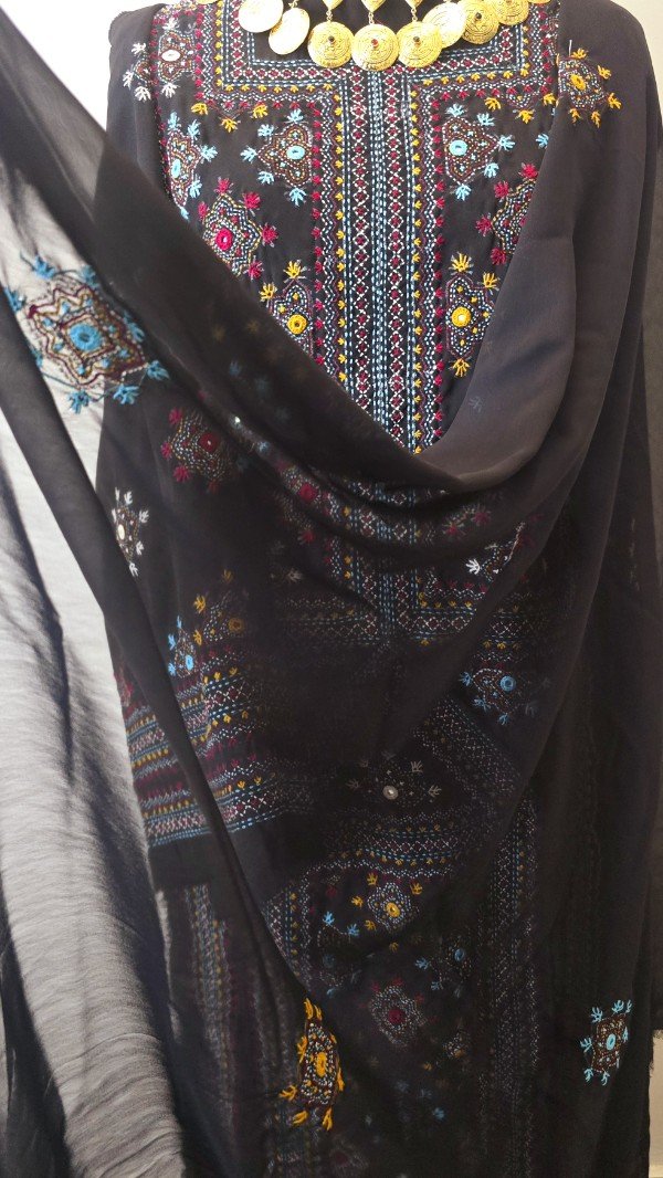 Hand Made Balochi Dress | Shoolok | Running stitch - Image 2
