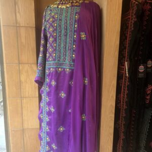 Purple Balochi Silk Kurta | Hand Embroidered Balochi Traditional Wear