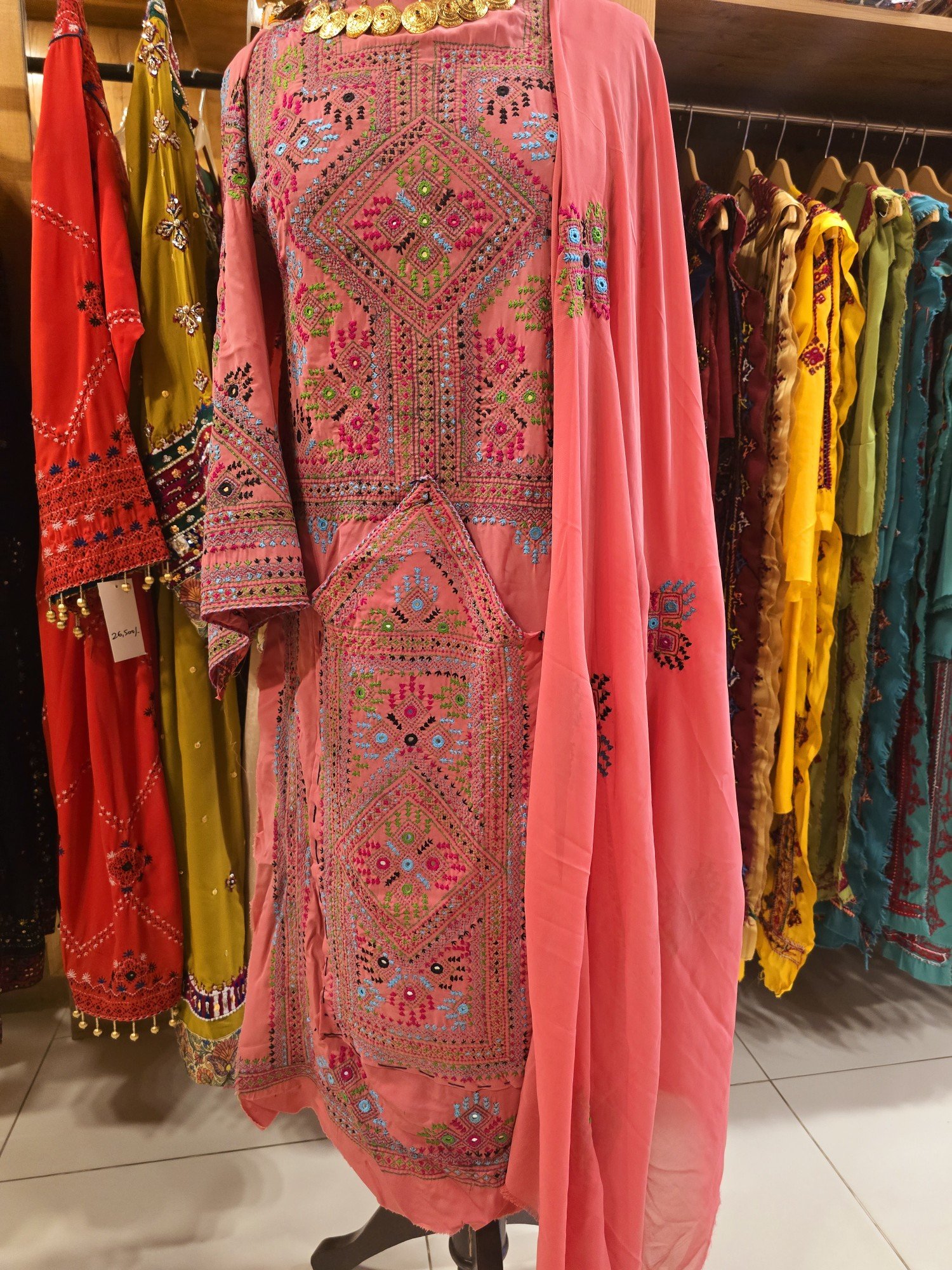 Balochi Hand Embroidered 3-Piece | Traditional Craft, Contemporary Colour |Balochi dress - Image 2